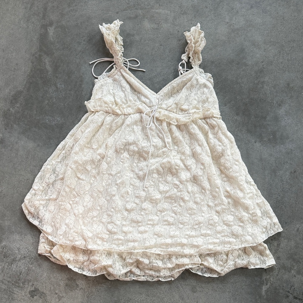 American Eagle Outfitters light yellow Lace babydoll mini dress